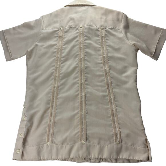 Vintage Mexican Wedding Shirt Guayaberas Gentte Made Yucatan Mexico Mens 36 - Picture 2 of 6